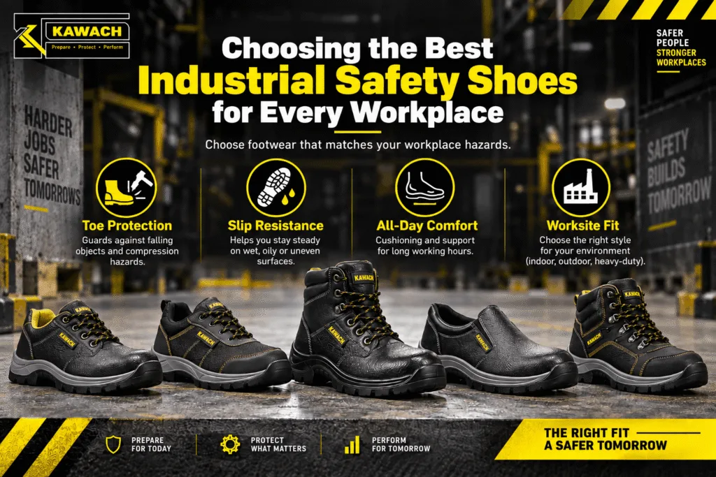 Industrial Safety Shoes Guide Features, Types & Buying Tips - Kawach Safety